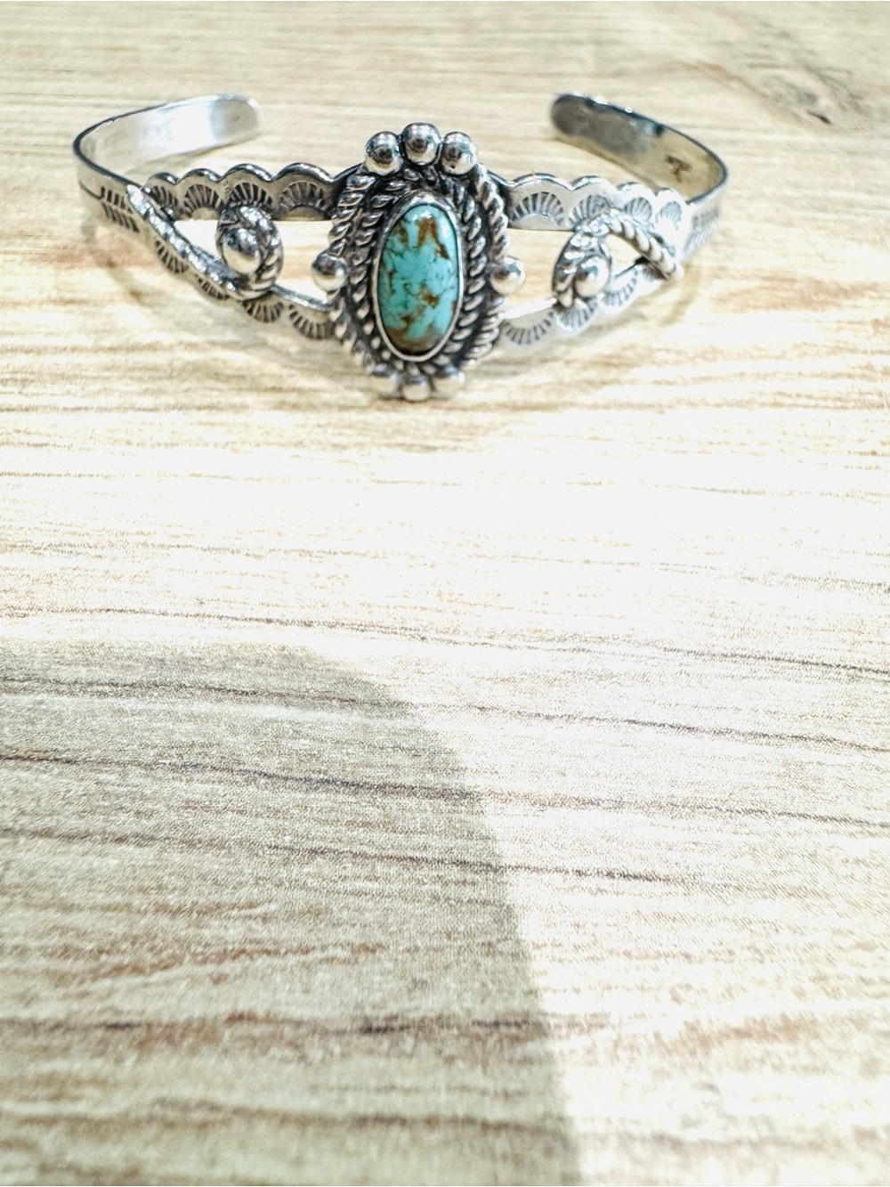 Native American Turquoise Sterling Silver Cuff Bracelet
